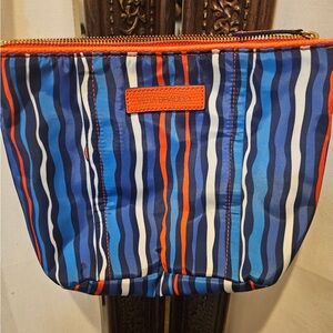 Vera Bradley Blue, Orange & White Striped Toiletry Bag
